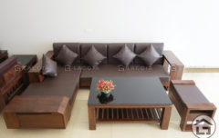 Sofa gỗ chữ L giá rẻ cho chung cư hiện đại