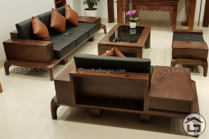 Sofa gỗ óc chó với phong cách thiết kế hiện đại