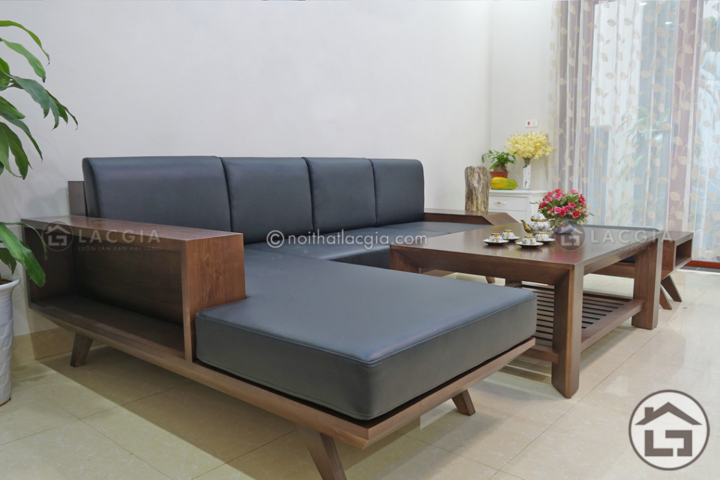Sofa gỗ chữ L giá rẻ cho chung cư