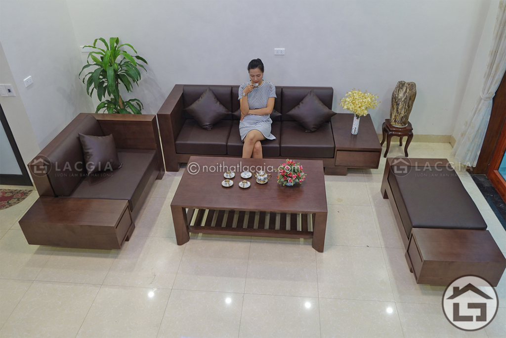 Sofa gỗ đẹp, giá rẻ cho phòng khách