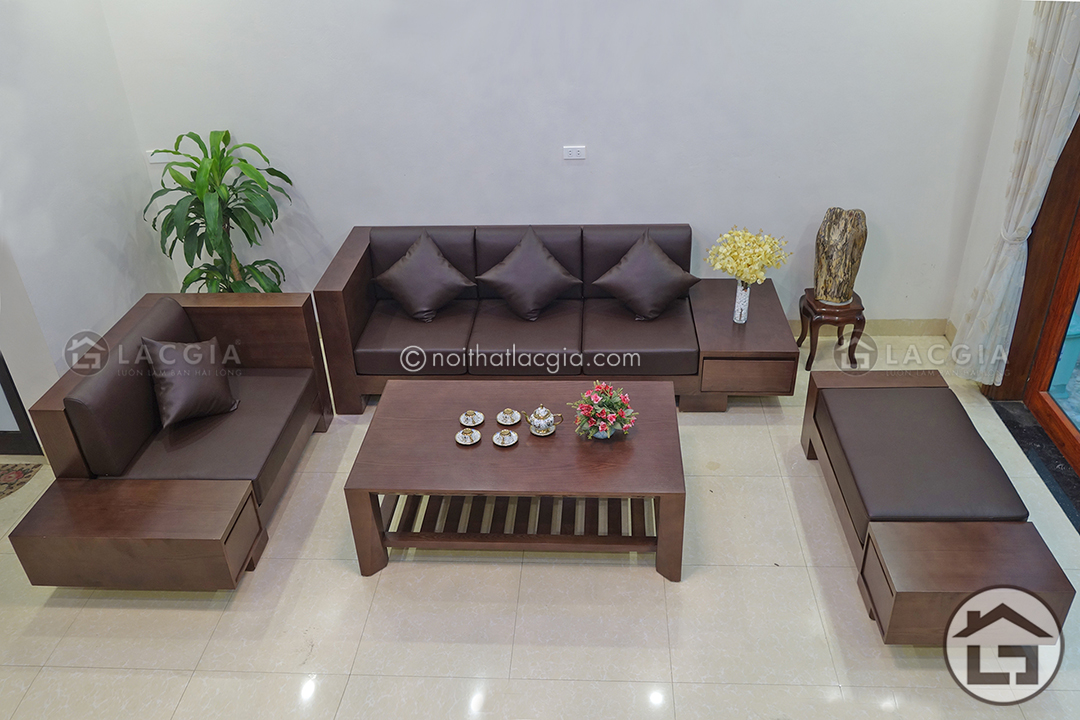 ban ghe sofa go dep SF06 7 - Các mẫu sofa gỗ phòng khách cao cấp với kiểu dáng thiết kế hiện đại