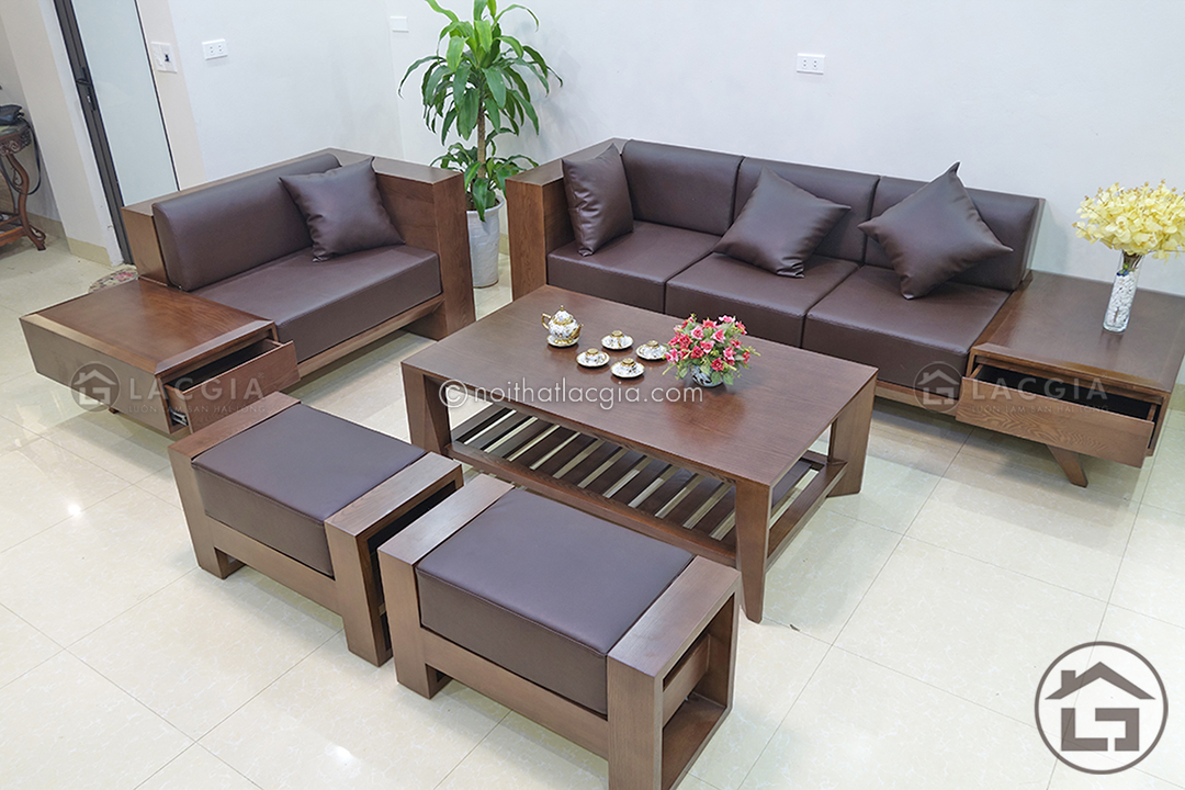 sofa go hien dai SF07 1 - Ưu và nhược điểm của bộ sofa gỗ cao cấp cho phòng khách