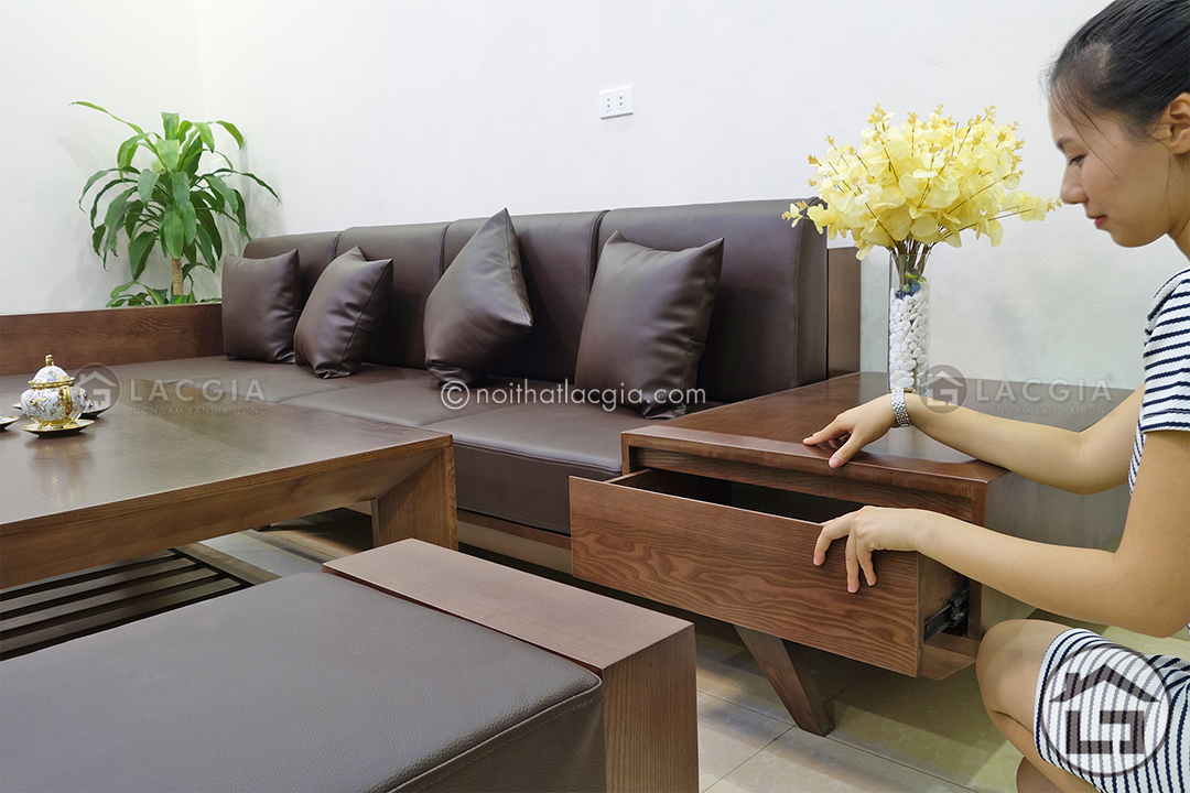 sofa go phong khach dep SF08 4 - Sofa gỗ phòng khách chữ L - Lựa chọn hoàn hảo cho không gian hạn chế