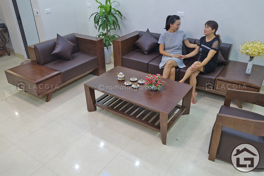 sofa go tu nhien cao cap SF09 2 - Lựa chọn bàn ghế sofa gỗ cho không gian phòng khách khiêm tốn