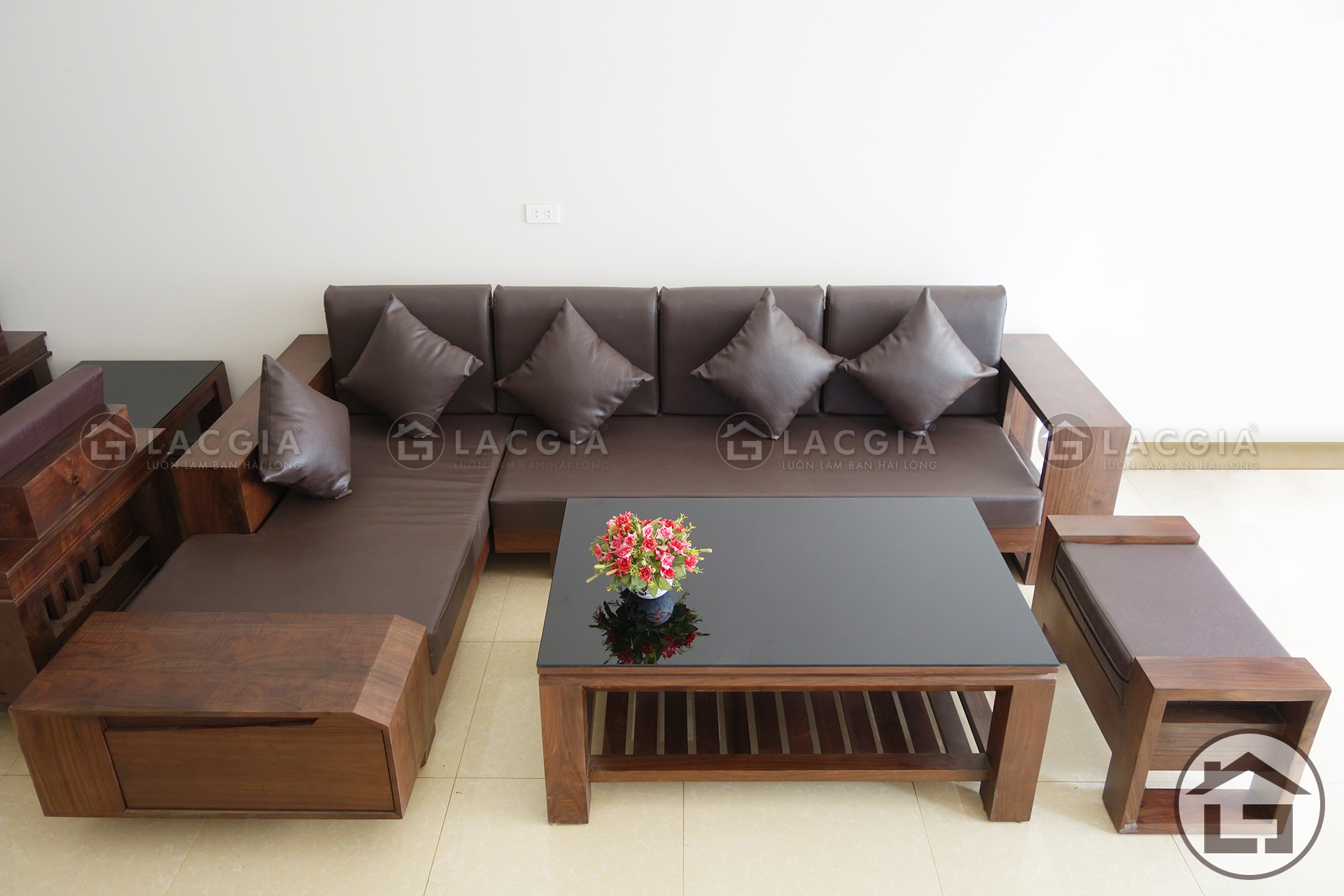 Sofa gỗ chữ L - Trào lưu nội thất hiện đại | Nội Thất Lạc Gia