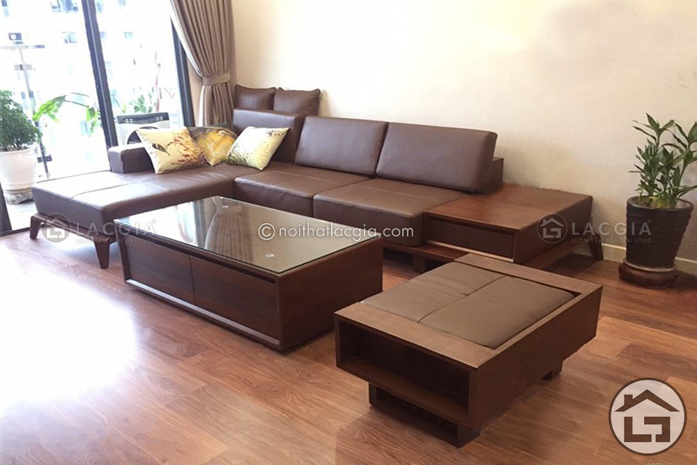 Sofa gỗ chữ L, sofa gỗ cao cấp