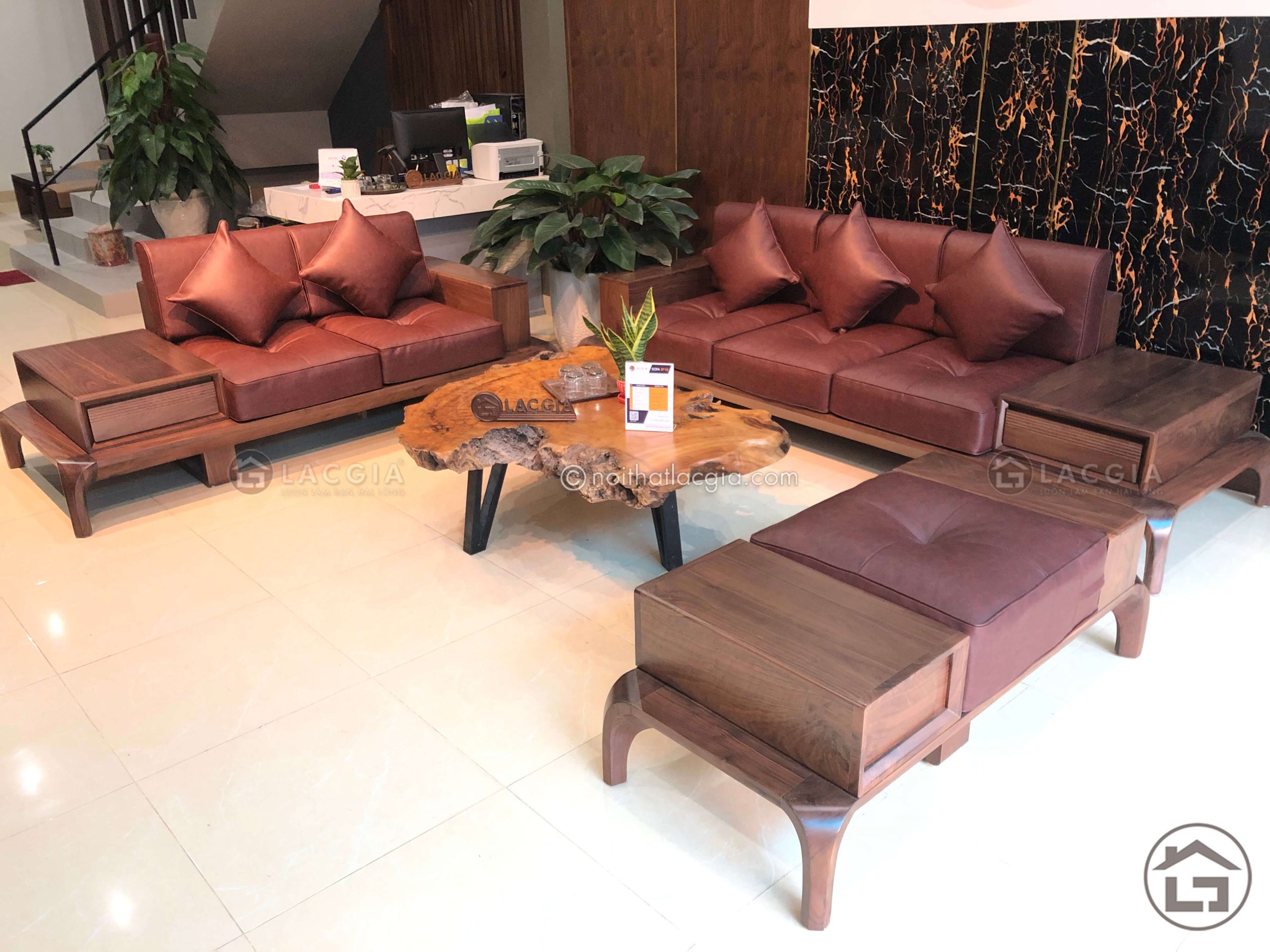 Sofa gỗ óc chó hiện đại cao cấp