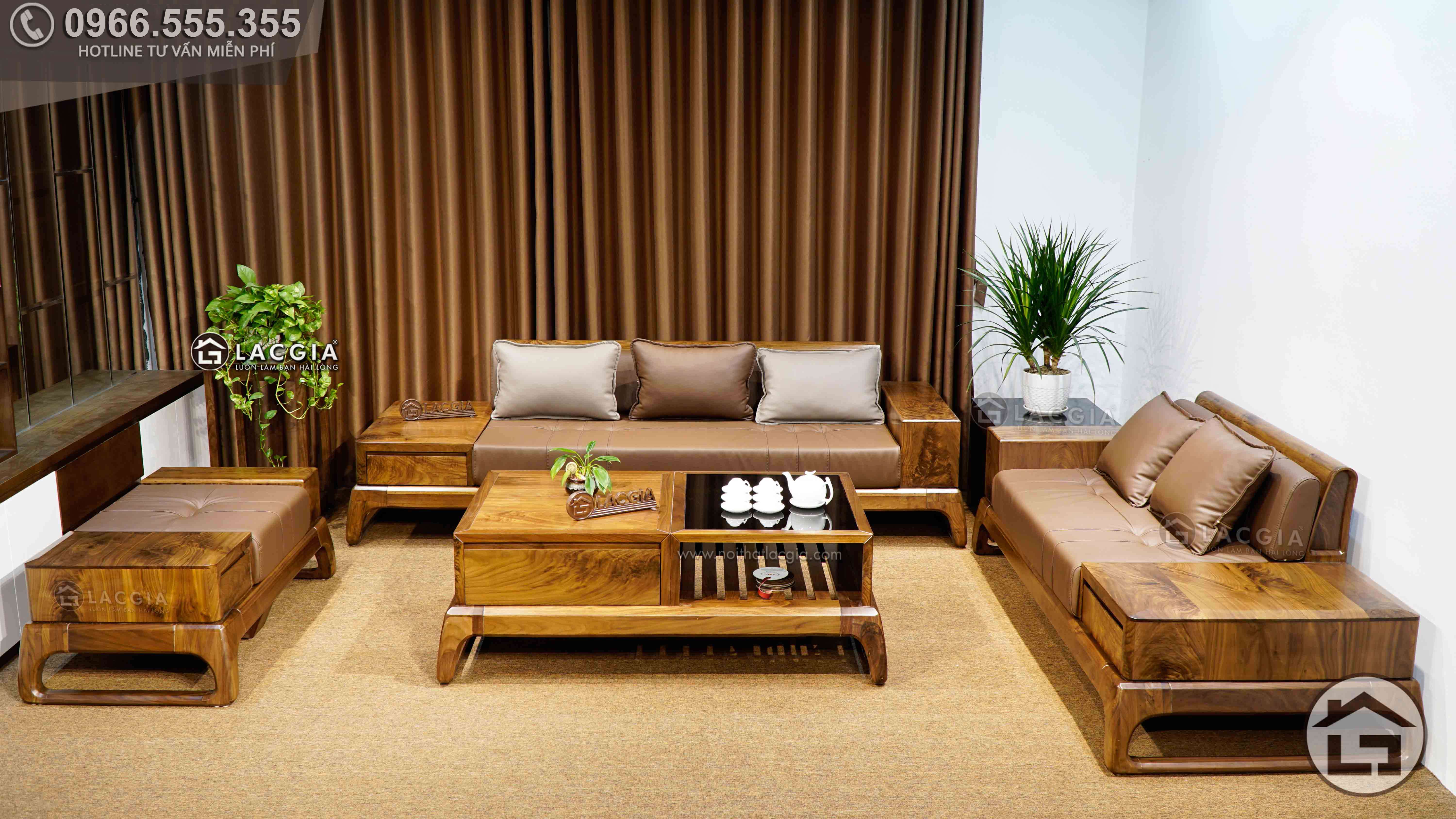 Sofa gỗ óc chó hiện đại cho phòng khách SF28