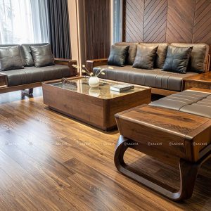 Sofa gỗ LV óc chó hiện đại