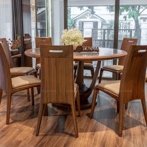 Bàn ăn gỗ óc chó Amata hiện đại