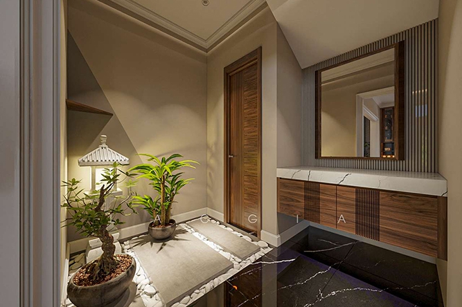 Thiết kế nội thất gỗ óc chó biệt thự Lào Cai - Chị Toan