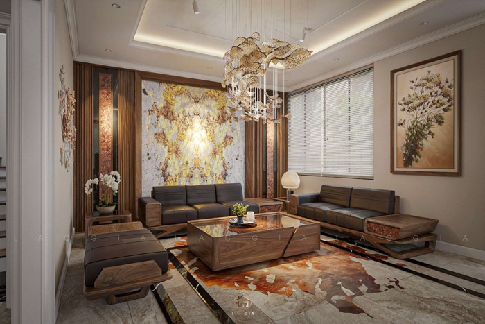 Thiết kế nội thất gỗ óc chó biệt thự Lào Cai - Chị Toan