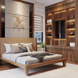 Giường gỗ óc chó hiện đại GN25